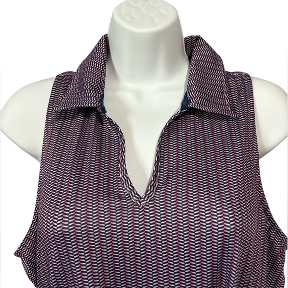 A|U|R Sleeveless Collared Dress, Size L, Purple Geometric Print, NEW - Picture 3 of 10